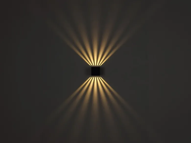 2er Set LED Außenwandleuchten Würfel aus Aluminium in Weiß, 10x10cm