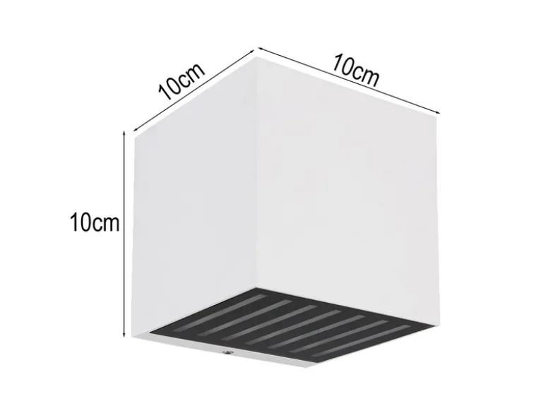 2er Set LED Außenwandleuchten Würfel aus Aluminium in Weiß, 10x10cm