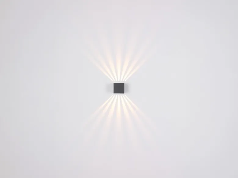 2er Set LED Außenwandleuchten Würfel aus Aluminium in Anthrazit, 10x10cm