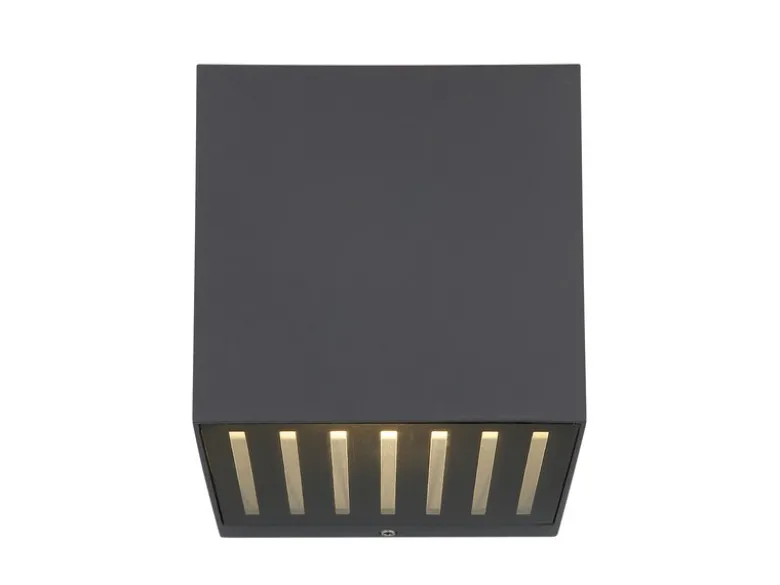 2er Set LED Außenwandleuchten Würfel aus Aluminium in Anthrazit, 10x10cm