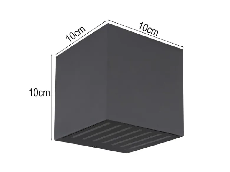 2er Set LED Außenwandleuchten Würfel aus Aluminium in Anthrazit, 10x10cm