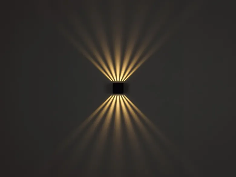 2er Set LED Außenwandleuchten Würfel aus Aluminium in Anthrazit, 10x10cm