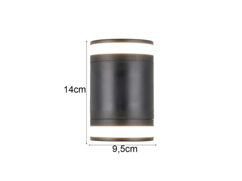 2er Set LED Außenwandleuchte Up and Down in Schwarz, Höhe 14cm