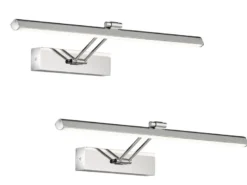 2er SET LED Badezimmer Wandleuchten Silber Chrom schwenkbar, Breite 60cm