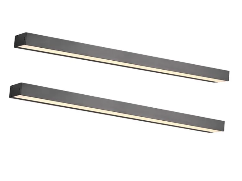 2er SET LED Badezimmer Wandleuchten Up-Down Schwarz, Breite 90cm