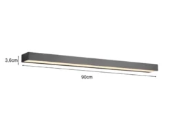 2er SET LED Badezimmer Wandleuchten Up-Down Schwarz, Breite 90cm