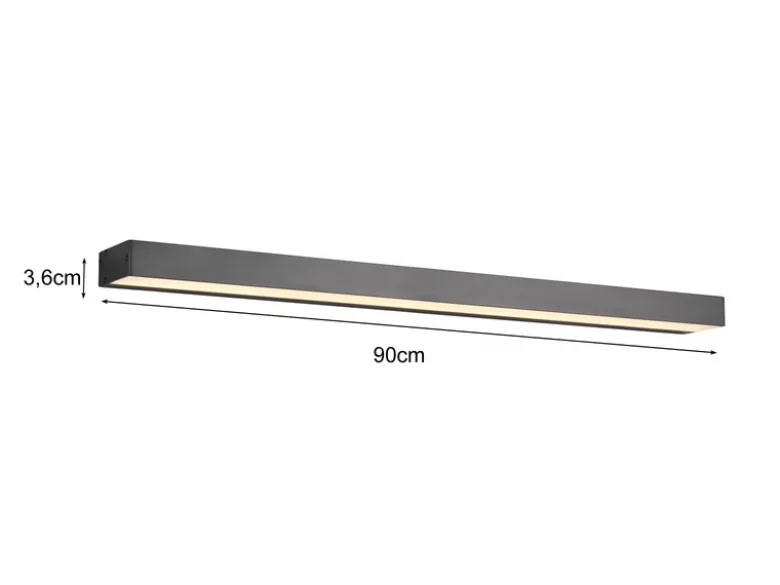 2er SET LED Badezimmer Wandleuchten Up-Down Schwarz, Breite 90cm