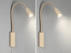 2er SET LED Bettlampen Beige mit Kabel und Stecker, Gestensteuerung, Breite 4cm