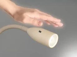 2er SET LED Bettlampen Beige mit Kabel und Stecker, Gestensteuerung, Breite 4cm