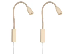 2er SET LED Bettlampen Beige mit Kabel und Stecker, Gestensteuerung, Breite 4cm