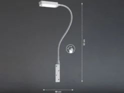 2er SET LED Bettlampen Silber dimmbar, zum Anschrauben, mit Stecker, Breite 3cm