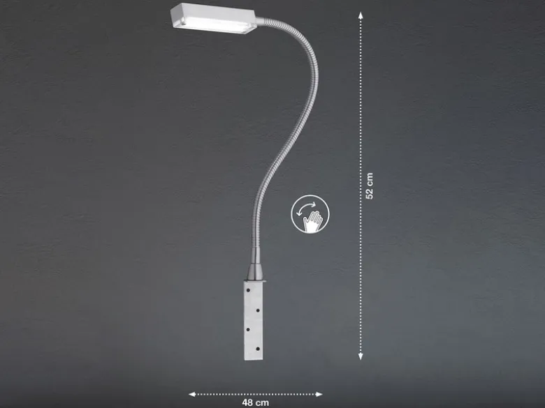 2er SET LED Bettlampen Silber dimmbar, zum Anschrauben, mit Stecker, Breite 3cm