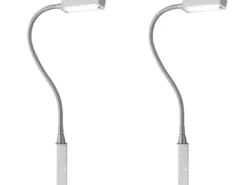 2er SET LED Bettlampen Silber dimmbar, zum Anschrauben, mit Stecker, Breite 3cm