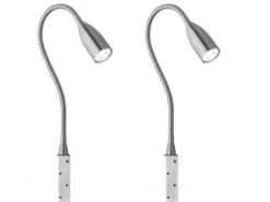 2er SET LED Bettlampen Silber dimmbar, zum Anschrauben, mit Stecker, Breite 4cm