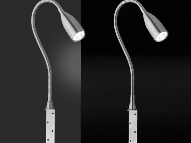 2er SET LED Bettlampen Silber dimmbar, zum Anschrauben, mit Stecker, Breite 4cm