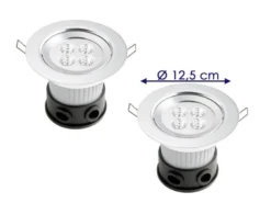2er Set LED Deckeneinbaustrahler für Bad und Außenbereich, Ø 12,5cm, schwenkbar