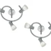2er Set LED Deckenstrahler 3-flammig Silber Glasschirme schwenkbar, Ø 30cm