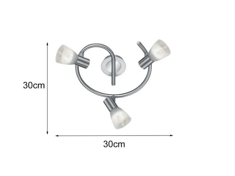2er Set LED Deckenstrahler 3-flammig Silber Glasschirme schwenkbar, Ø 30cm