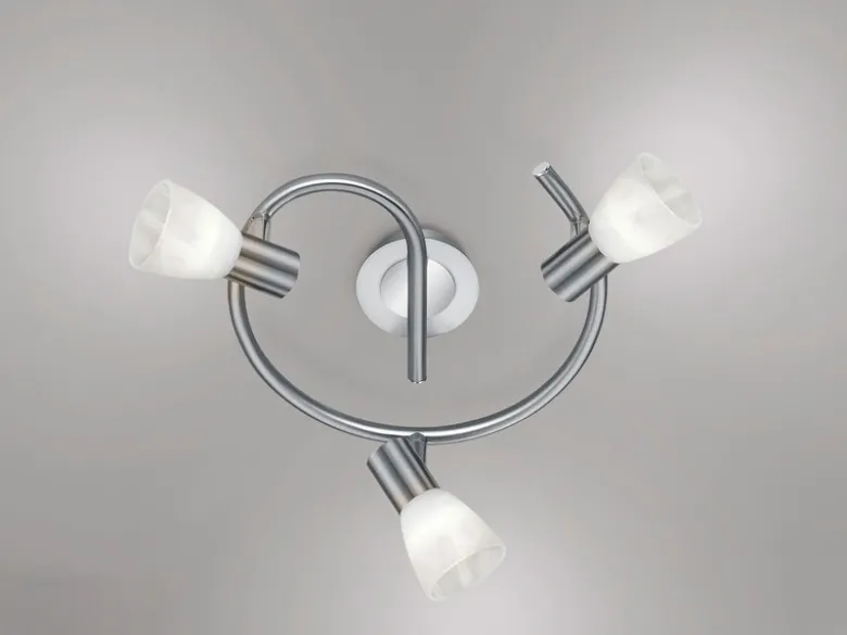 2er Set LED Deckenstrahler 3-flammig Silber Glasschirme schwenkbar, Ø 30cm