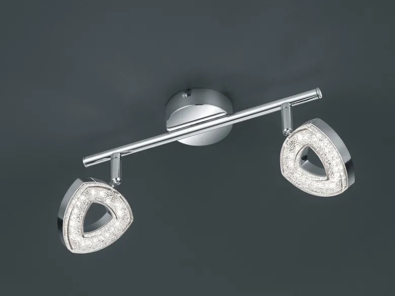 2er SET LED Deckenstrahler 2-flammig Silber Chrom, Breite 30cm