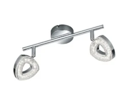 2er SET LED Deckenstrahler 2-flammig Silber Chrom, Breite 30cm