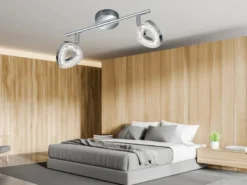 2er SET LED Deckenstrahler 2-flammig Silber Chrom, Breite 30cm