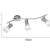 2er Set LED Deckenstrahler 3-flammig Silber Glasschirme schwenkbar, Breite 55cm