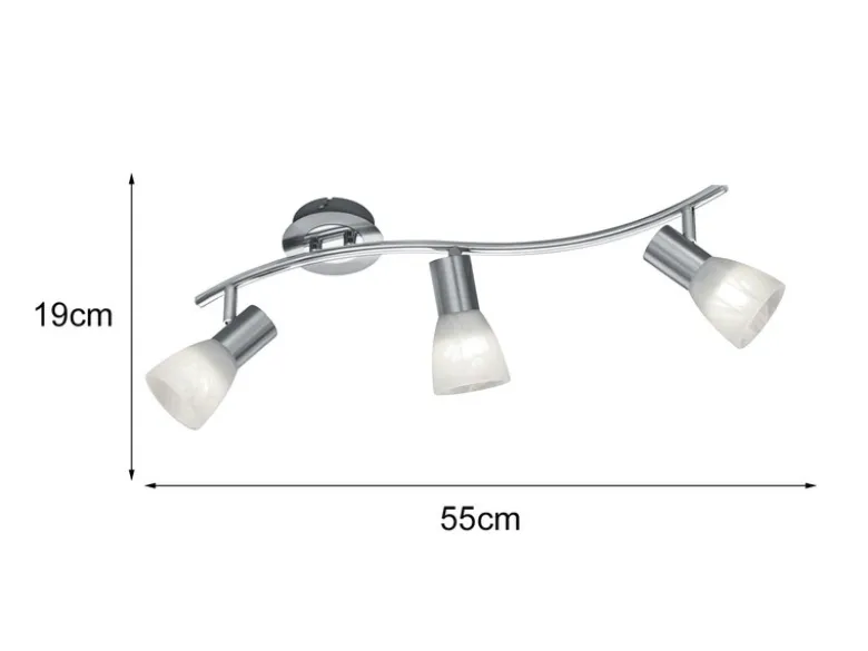 2er Set LED Deckenstrahler 3-flammig Silber Glasschirme schwenkbar, Breite 55cm