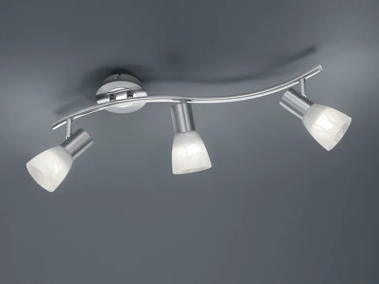 2er Set LED Deckenstrahler 3-flammig Silber Glasschirme schwenkbar, Breite 55cm