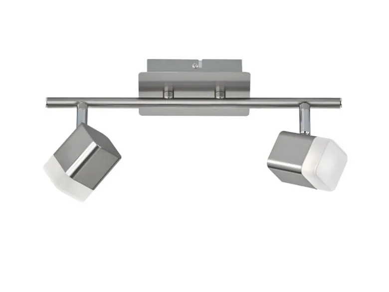 2er SET LED Deckenstrahler 2-flammig Silber matt, Breite 34cm
