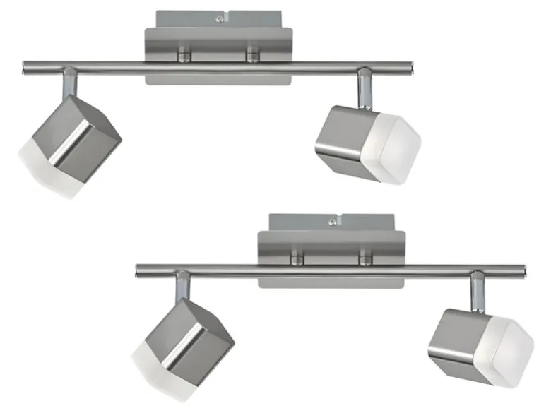 2er SET LED Deckenstrahler 2-flammig Silber matt, Breite 34cm