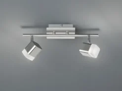 2er SET LED Deckenstrahler 2-flammig Silber matt, Breite 34cm