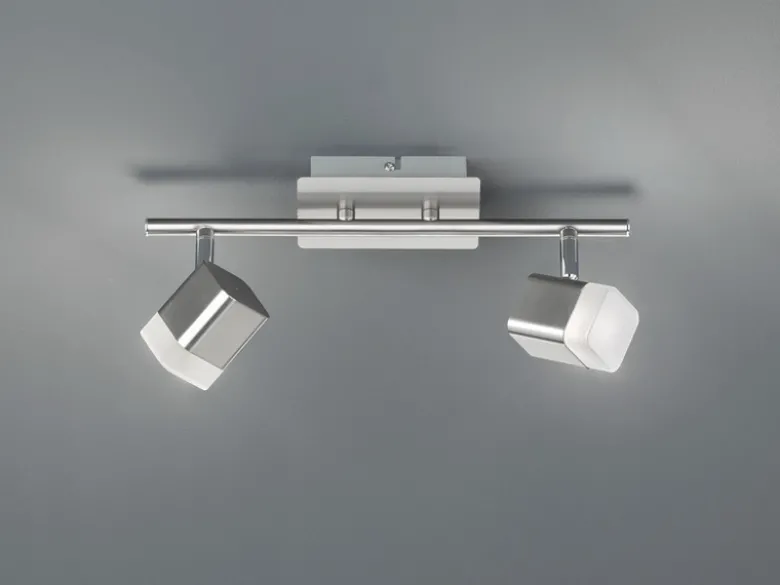 2er SET LED Deckenstrahler 2-flammig Silber matt, Breite 34cm