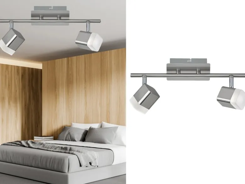 2er SET LED Deckenstrahler 2-flammig Silber matt, Breite 34cm