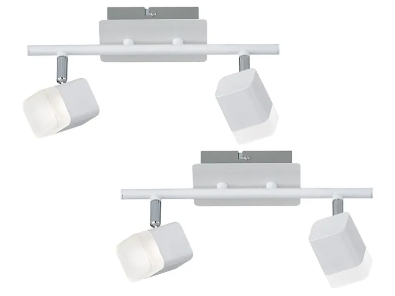 2er SET LED Deckenstrahler 2-flammig Weiß matt, Breite 34cm