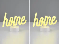 2er SET LED Dekoleuchte mit Schriftzug home Batterie- oder USB betrieben H: 16cm