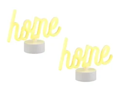 2er SET LED Dekoleuchte mit Schriftzug home Batterie- oder USB betrieben H: 16cm