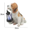 2er Set LED Deko Solarleuchten Hundelampe mit Laterne in Braun-Weiß, Höhe 26cm