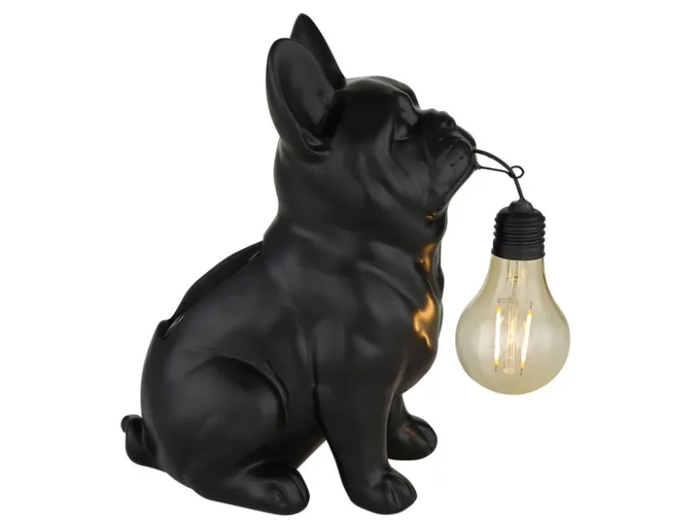 2er Set LED Deko Solarleuchten Hundelampe Bulldogge in Schwarz, Höhe 24,5cm