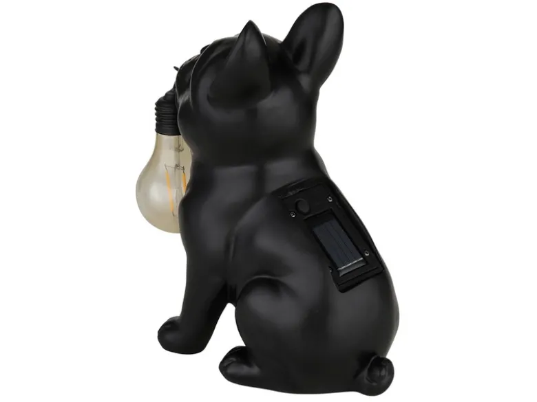2er Set LED Deko Solarleuchten Hundelampe Bulldogge in Schwarz, Höhe 24,5cm
