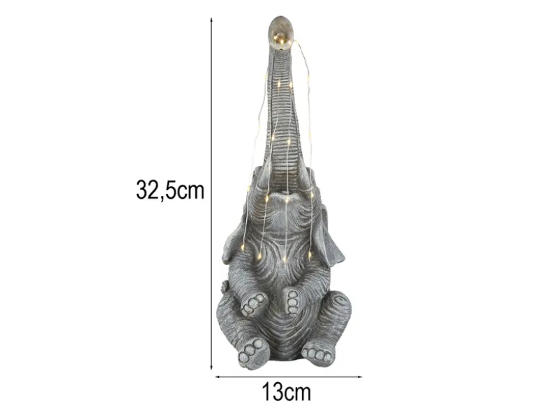 2er Set LED Deko Solarleuchten Kunststoff Elefantenlampen Grau, Höhe 32,5cm