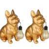 2er Set LED Deko Solarleuchten Hundelampe Bulldogge in Gold, Höhe 24,5cm