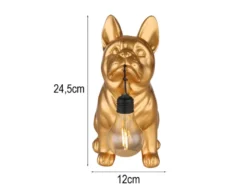 2er Set LED Deko Solarleuchten Hundelampe Bulldogge in Gold, Höhe 24,5cm