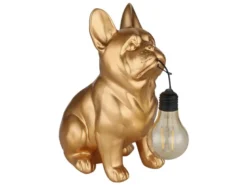 2er Set LED Deko Solarleuchten Hundelampe Bulldogge in Gold, Höhe 24,5cm