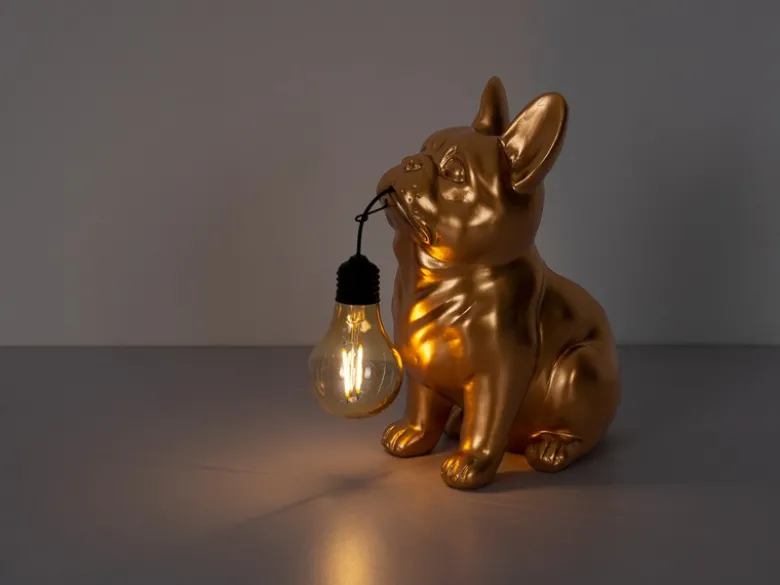 2er Set LED Deko Solarleuchten Hundelampe Bulldogge in Gold, Höhe 24,5cm