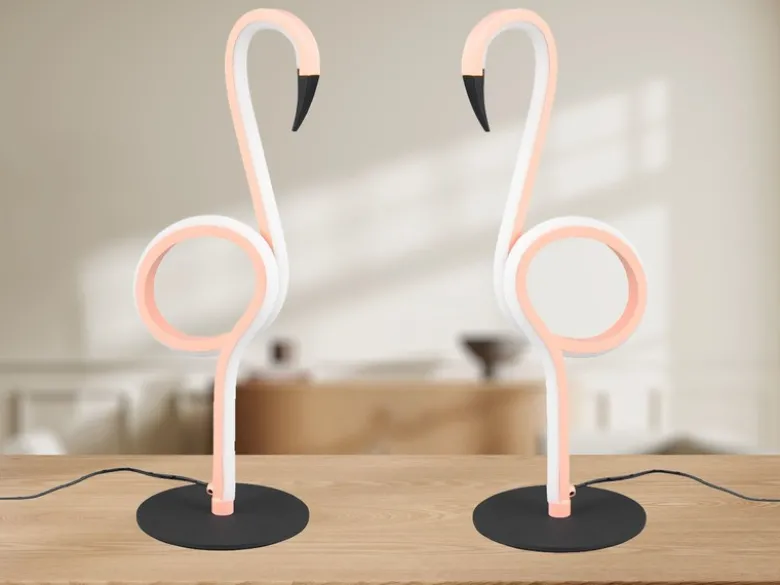 2er SET LED Deko Tischlampen Rosa mit Schnurschalter, Höhe 35cm