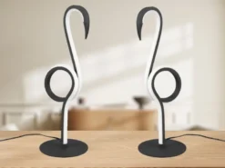 2er SET LED Deko Tischlampen Schwarz mit Schnurschalter, Höhe 35cm