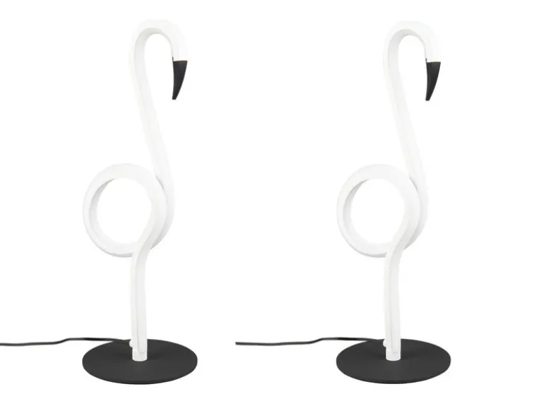 2er SET LED Deko Tischlampen Weiß mit Schnurschalter, Höhe 35cm