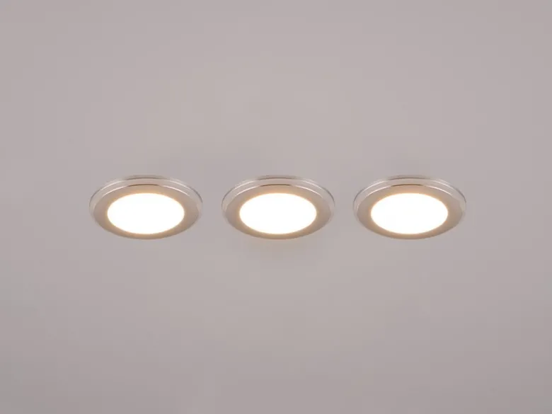 3er SET LED Einbaustrahler ARGUS Chrom mit Fernbedienung dimmbar & RGBW, Ø 8cm
