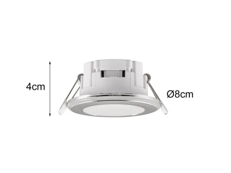 3er SET LED Einbaustrahler ARGUS Chrom mit Fernbedienung dimmbar & RGBW, Ø 8cm